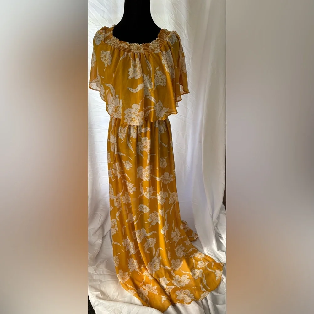 Show Me Your MuMu Yellow Ruffled Off-the-Shoulder Maxi Dress - Picture 6 of 9